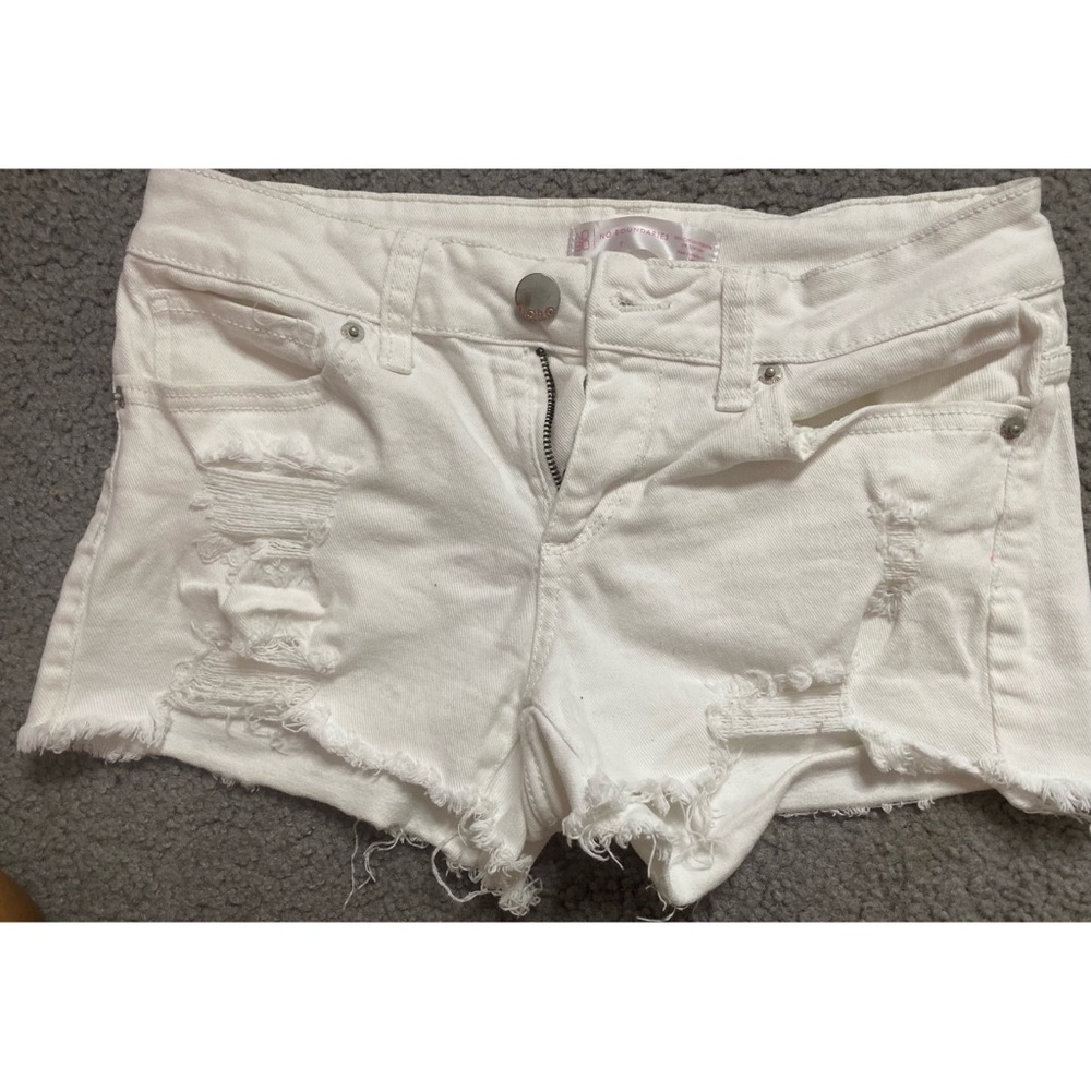 White Distressed Shorts